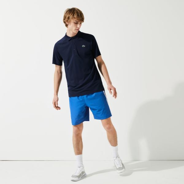 Lacoste SPORT Breathable Run-Resistant Interlock Polo Shirt Pánské - Šortky Tmavě Blankyt Blankyt |